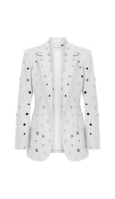 MIRROR SEQUIN DETAIL JACKET IN WHITE