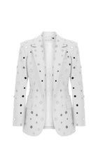 MIRROR SEQUIN DETAIL JACKET IN WHITE