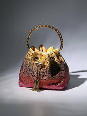 CRYSTAL EMBELLISHED BUCKET BAG IN OMBRE