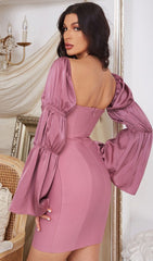 PINK PUFF SLEEVE MINI DRESS