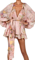 PRINTED MINI DRESS IN PINK