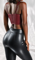 PU CORSET TOP IN BURGUNDY