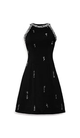 RHINESTONE EMBELLISHED SUNDRESS IN BLACK