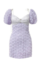 ROSE EMBELLISHED MINI DRESS IN LILAC