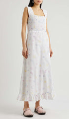 SHELL-PRINT STRAP MIDI DRESS IN WHITE