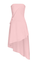 SLEEVELESS BANDEAU HIGH-LOW DRESS IN PINK