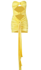 STRAPLESS MINI DRESS IN YELLOW
