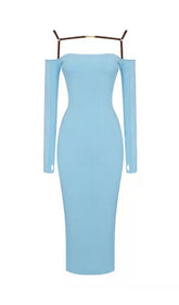 STRAPPY HOLLOW STRAPLESS BANDAGE MINI DRESS IN SKY BLUE