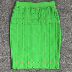 STUDDED STRAP SLEEVELESS TWO PIECE SET IN GREEN