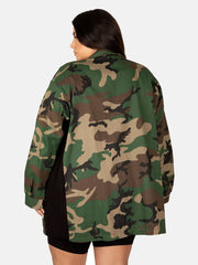 Camo Sequin Red Lip Jacket Coat