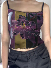 Mesh Floral Print Crop Cami Top