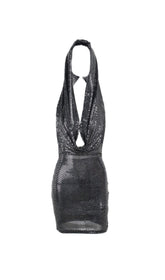 GLITTER PLUNGE HOODED DRESS