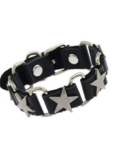Metal Star Charm Pu Leather Bracelet