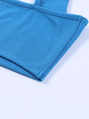 Patchwork Ribbed Knit Crop Cami Top