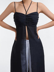 Longline Slit Halter Cami Top