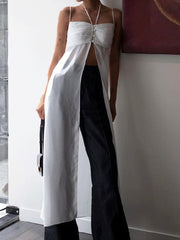 Longline Slit Halter Cami Top