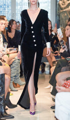 VINTAGE FRENCH STYLE V-NECK SLIT DRESS