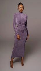 VIOLET RUCHED KNIT MAXI DRESS