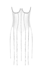 WHITE CRYSTAL TASSELS CORSET