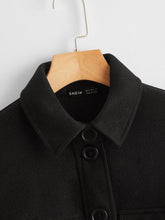 Button Front Pocket Patched Coat