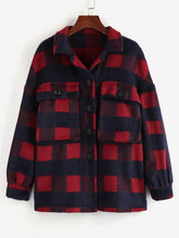 Checkered Drop Shoulder Pocket Coat