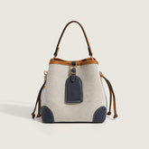 Cute Textured Buckled Drawstring Suspender Strap Bucket Bag - Multicolor