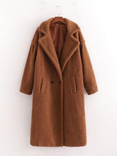 Drop Shoulder Double Button Teddy Coat