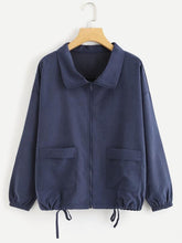 Dual Pocket Drawstring Hem Jacket