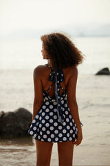 Polka Dot Halter Collar Elegant Tankini & Shorts