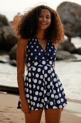 Polka Dot Halter Collar Elegant Tankini & Shorts