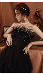 SEXY LACE BACKLESS LONG BEADED FANCY FORMAL GOWNS IN BLACK