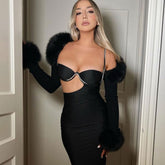 Luxurious Open Front Long Sleeve Knit Bolero Jacket - Black