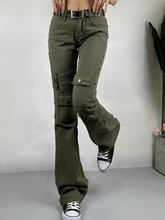 Metal Decor Washed Flare Jeans