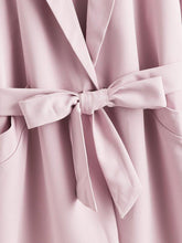 Notch Collar Buckle Strap Sleeve Self Belted Coat