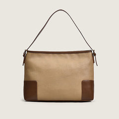 Office Style Color Buckle Trim Tote Bag - Brown