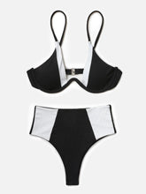 Patchwork Underwire Rib Bikini Set