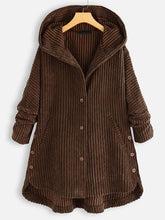 Plus Corduroy High Low Hooded Coat