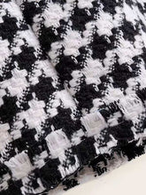 Tweed Lapel Neck Double Breasted Houndstooth Coat