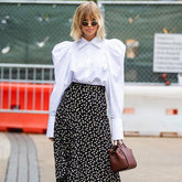 Vintage Frilled Puff Sleeve Pointed Collar Blouse - White