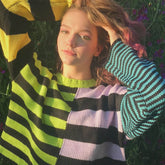 Vintage Stripe Long Sleeve Cropped Sweater - Multicolor