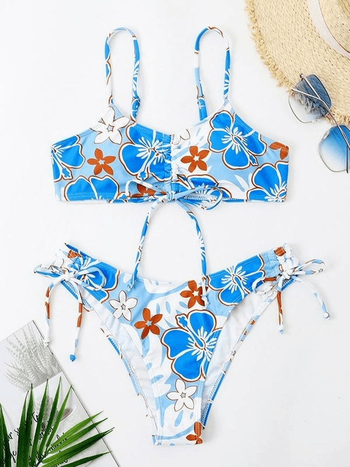 Waves Print Plus Size Bikini Set