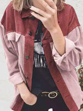 Women's Coats Loose Corduroy Paneling Lapel Blouses Coat
