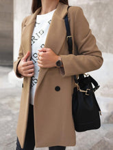 Women's Coats Buttoned Lapel Long Sleeve Woolen Coat