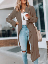 Women's Coats Casual Lapel Solid Mid-Length Trench Coat