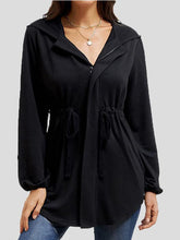 Women's Coats Casual Zip Waist Lantern Sleeve Hooded Cardigan Coat