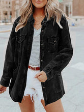 Women's Coats Corduroy Solid Lapel Pocket Shirt Coats