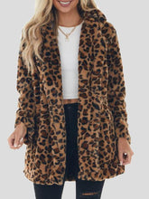Women's Coats Fashion Leopard Pocket Plush Coat