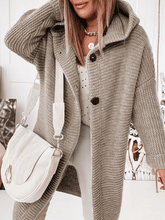 Women's Coats Hooded Button Knit Cardigan Coat