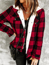 Women's Coats Lamb Velvet Contrast Plaid Pocket Padded Coat
