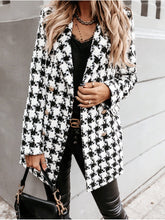 Women's Coats Lapel Double-Breasted Plaid Wool Coat